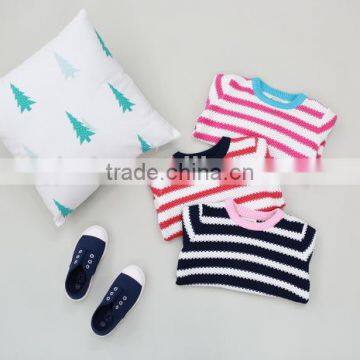 2106 New Tidal Range - Striped Girls Pure 100% Cotton Sweater Wholesale photo-3