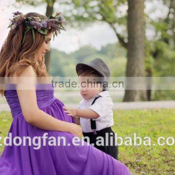 Wholesale Maternity Clothing In Purple Split Chiffon Lace Maternity Gown Dress Maternity Photo Props photo-4