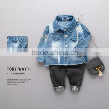 S16370A Children Clothing Boy Windbreaker Baby Denim Coats