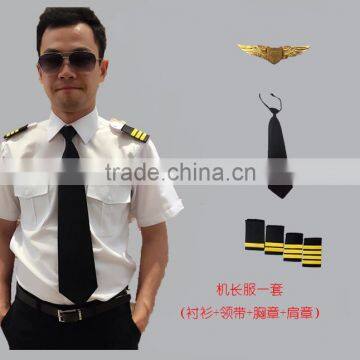 Juqian Good Quality Tailor Made Fitted Blouse Dress Shirt White Airline Pilot Uniform Pilot Uniform Shirt photo-2