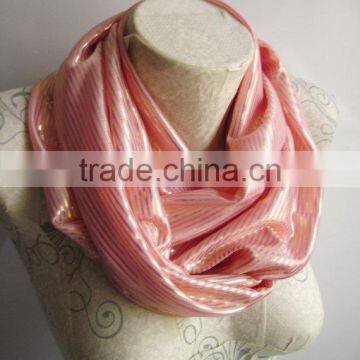 Gold Stripes Infinity Scarf , Peach and Gold Scarf ,Gold Scarf, Stripes Scarf, Mother's Day Gift , Fashion Scarf photo-2