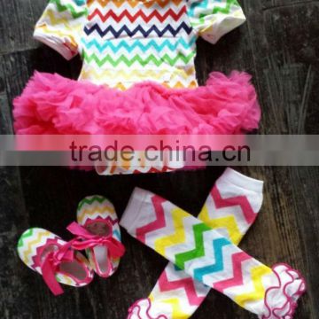 baby girls chiffon/chevron dress bodysuit dress baby cotton romper with hot pink tutu swing top swing outfit adorable girl