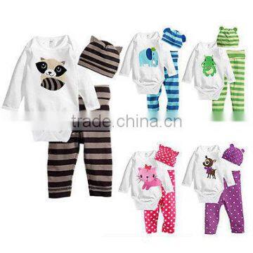 New Infant Baby Winter Bodysuit Hat Cotton Set Clothes