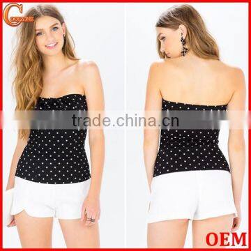 Sex Strapless Polka Dot Print Tube Top Fashion Women Tops