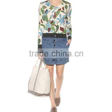 Blue Custom Girl Skirt Latest Model Sexy Girls in Short Denim Skirt