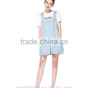 Women's Summer Casual Light Blue Denim Jeans Hot Shorts/short Suspender Bib Overalls photo-5