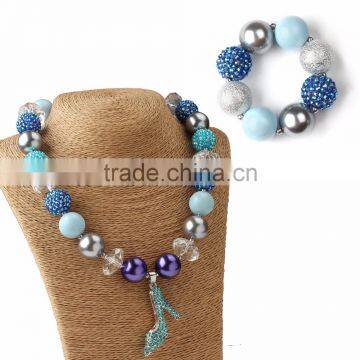 Wholesale Kids Cinderella High-heeled Shoes Crystal Pendant Chunky Necklace Jewelry Set
