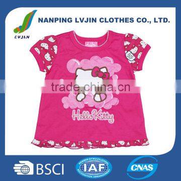 Hello Kitty printed 100% cotton baby clothes baby girls t-shirt with carton t-shirt baby costume