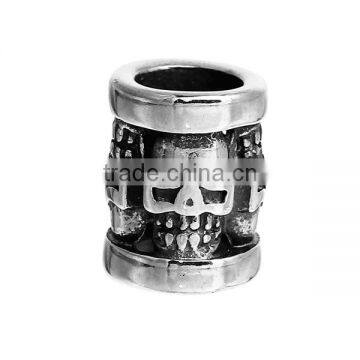 304 Stainless Steel Spacer Beads Cylinder Antique Silver Skull