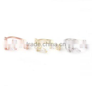 White Copper Open Rings Silver Tone Leaf photo-3