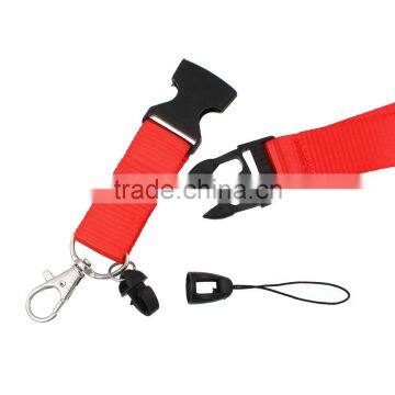 Cheap Red Terylene Plastic Neck Strap ID Card Holder Lanyard With Survival Buckle Clasp photo-3