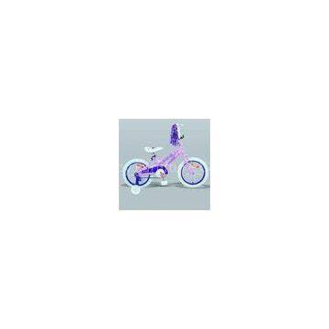 16-inch pink kid\'s bike with streamers, white tires, two white training wheels