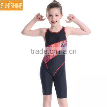 Full Brief Knee Suits One Piece Swimsuit Children Competition Swimwear photo-6