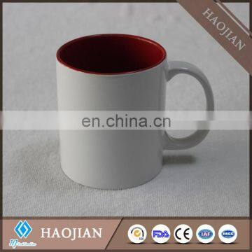 11oz sublimation inner color mugs,white handle,red,pink,yellow,green etc.available color