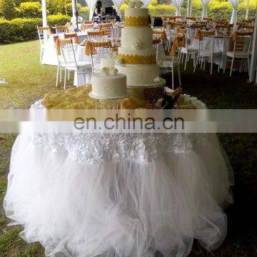 Romatic Wedding Rosette and Tulle Table Skirting Designs