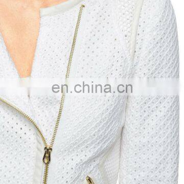CHEFON White Zip Closure and Pockets Long Sleeve Jacket,fit Jacket,ladies Jacket Manufacturer