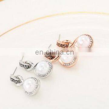 godbead Personality 8 Design Earrings for women Large Pearl with Crystal Stud Earrings Rose Gold Plated earrings