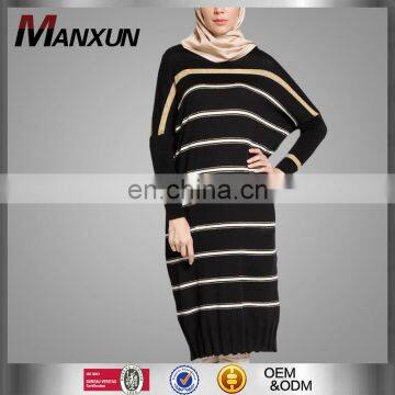 Latest Abaya Western Tunic Design Long Sleeve Cosy Stripe Tunic Tops Hot Sell Cheap Fashion Tops