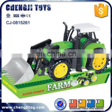 Battery operated plastic green friction toy tractors for children