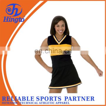 OEM V-neck black yellow cheerleading outfits