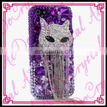 Aidocrystal handmade new design Purple fox cell phone case with chian Shenzhen china phone case manufacturer