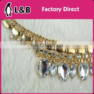 Jewelry Handmade High Quality Decoration for Collars Sparkle Rhinestone Crystal Gold Necklace for Collar photo-2