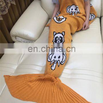 Funny Pattern Mermaid Tail Blanket Crocheted Knitting Wool For Adult Kid Sofa Bed Sleeping Bag photo-4