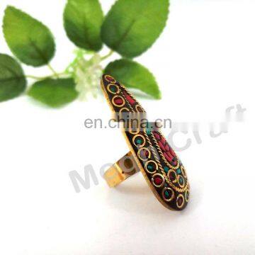 Indian Traditional Stone Ring- Designer Fashionable Ring- Indian Fushion Wear ring