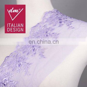 2015 new fashion purple organza lace embroidery