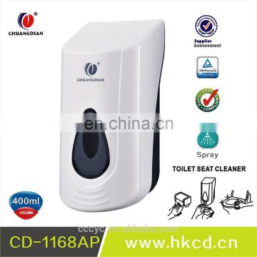 400ml wall mounted plastic wall mounted toilet sanitizer dispenser, manual liquid/ form/ spray soap dispenser CD-1168D