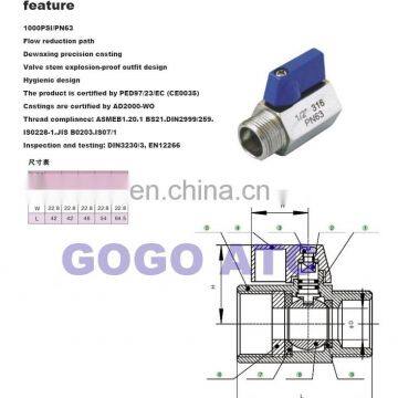 High Quality MINI Ball Valve Stainless Steel 304 1/8 1/4 3/8 1/2 BSP Female Male Thread Brewer Hardware 2 Way Ball Valve photo-2