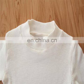 Autumn Winter Baby Girls 2pcs Outfit Ribboned Bamboo Tops + Tie-Dye Bell Pants Bottom 2 Pcs Suspender Set photo-3