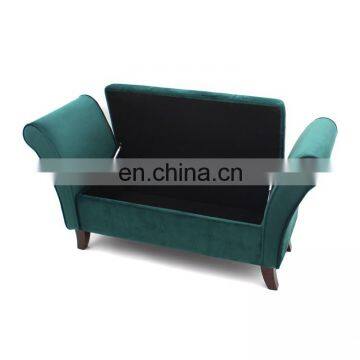 Customized Home furniture large Wooden Seat large fabric sofa chair bench with open lid