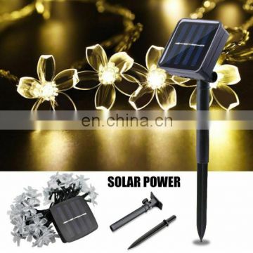 Cherry Blossom Flower Garland solar LED String Fairy Lights Flowers For Indoor Wedding Christmas Decors