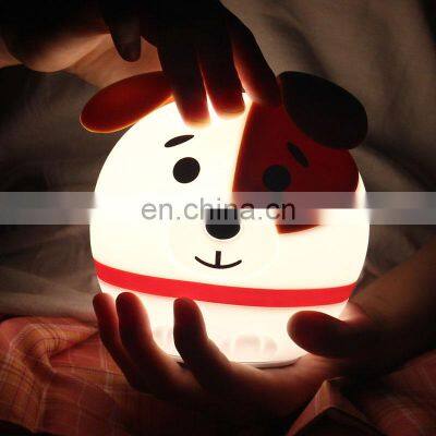 New arrival USB rechargeable silicone sleep animal shape led table desk lamp dog night light for kids