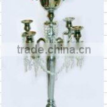 Centerpiece Flower Bowl Candelabra with Hanging Crystals