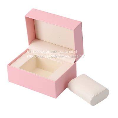 High Grade PU Watch Box Wooden Ring Necklace Pendant Set Box Jewelry Display Box photo-4