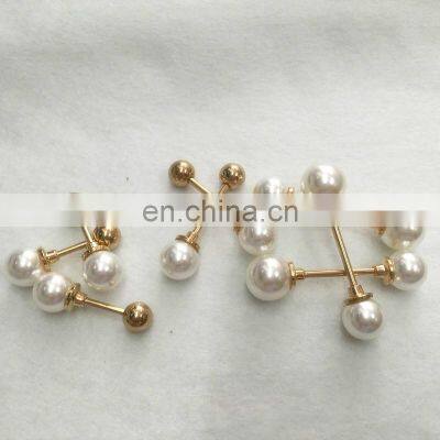 Jewelry shawl brooch metal  double pearl pin button