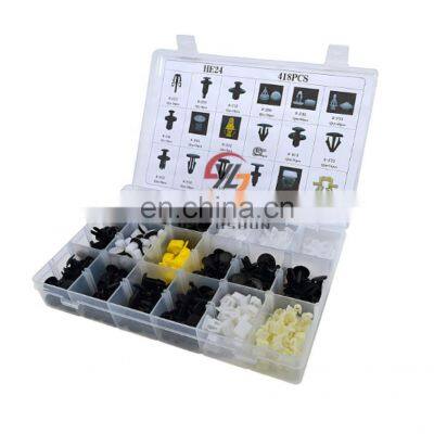 HE24 Universal Auto Rivet Clips Plastic Fastener Rivets Clips Set Bumper Retainer Kit Body Clips Assortment 418PCS/BOX