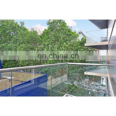 Customized home decking balcony aluminum U channel tempered glass railings