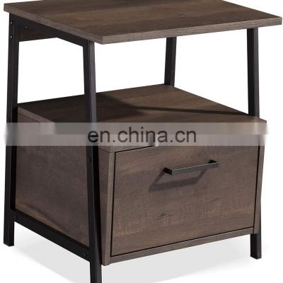 Nightstand With Storage Shelf And Drawer