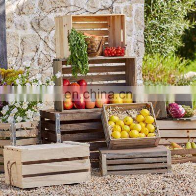 Antique Brown Wooden Crate Storage Box With Lid photo-5