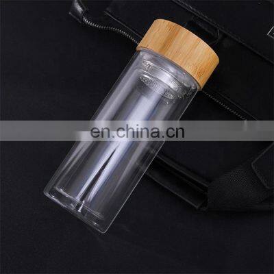 Wholesale Transparent GlassBottle Water Sport With Wooden Lid 350ml