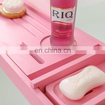 Unique Design High Quality Extending Side Leisure Bamboo Bathtub Caddy Tray photo-4