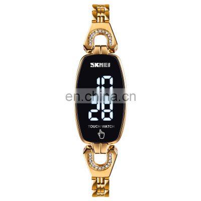 Luxury screen touch LED ladies wristwatch Skmei 1588 top quality digital movement women watch for small dial