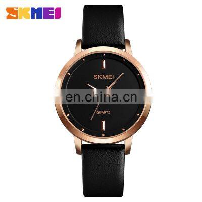 skmei 1457 fashion waterproof custom logo leather quartz wristwatch luxury women watch lady