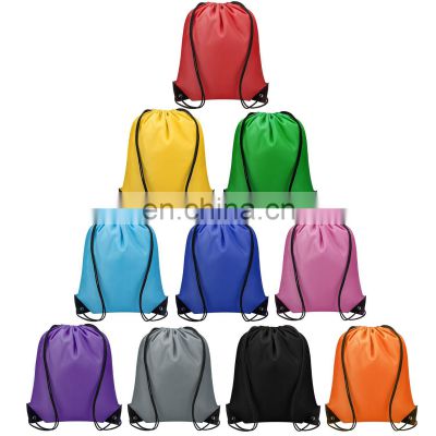 China design wholesale custom logo draw string promotional nylon 210D polyester shop backpack drawstring bag