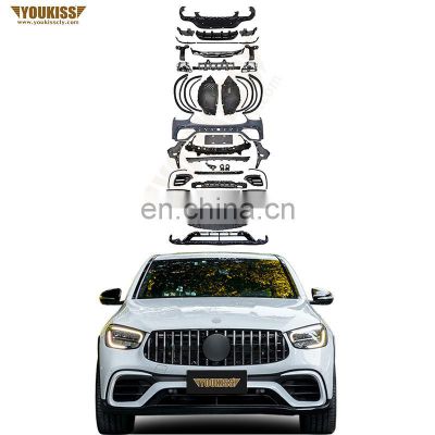 Genuine Body kits For 2020+ Mercedes GLC C253 X253 Coupe facelift GLC63 AMG Front Car Bumpers Grille wheel arch diffuser tip