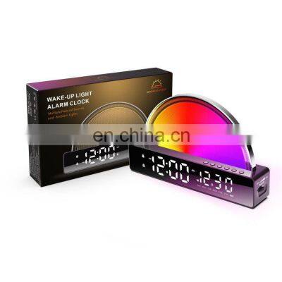 Wake Up Light Alarm Clock Sunrise Rgb Simulation Bedside Lamps In The Bedroom Home Decor Table Clock With Fm Radio photo-4