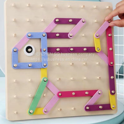 SQ New Design Geometric Wood Puzzle Alphabet and Number Diy Children's Board Game Fun Wooden Assembly Puzzle photo-4